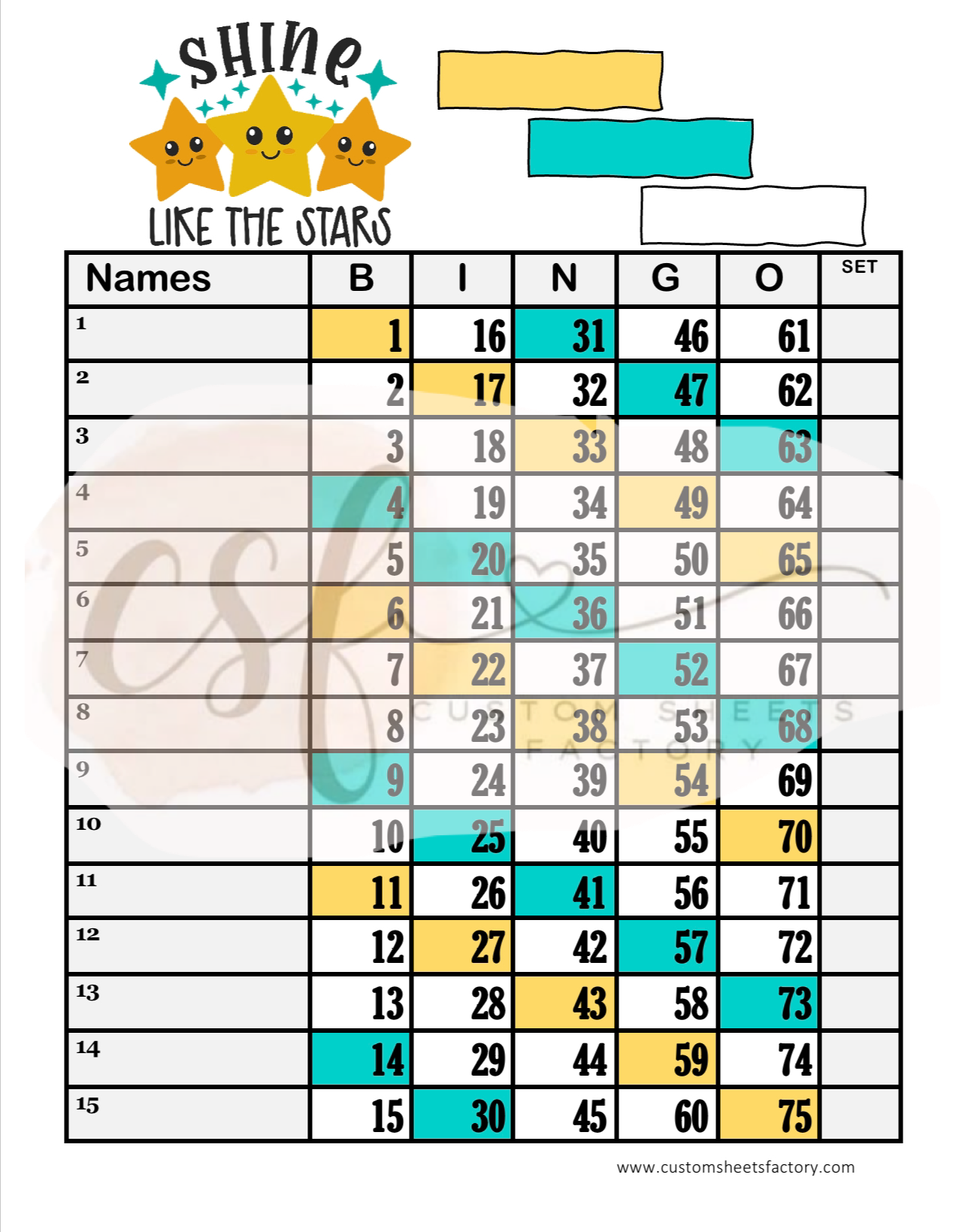 Shine like the stars - 15 Line - 75 Ball