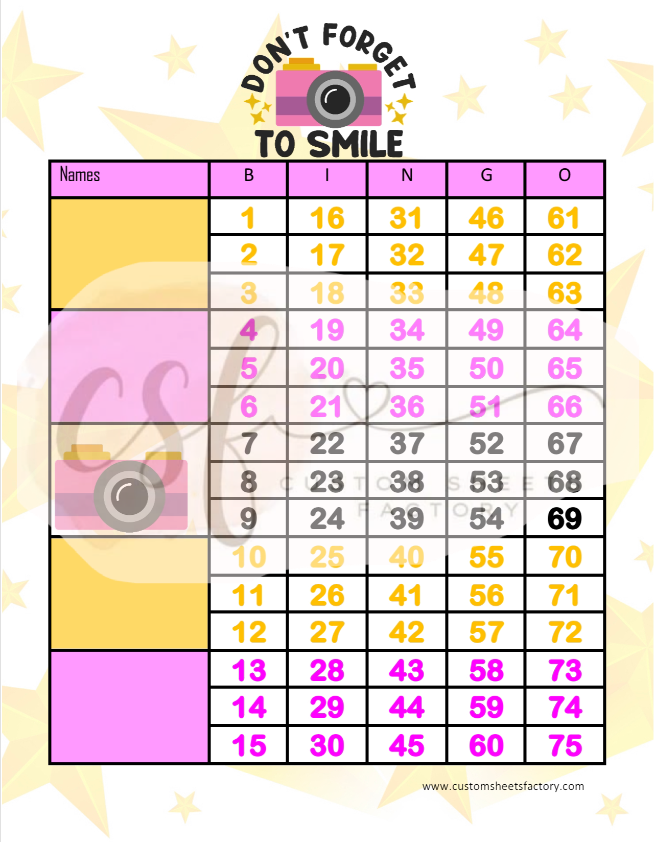 Dont forget to smile - 5 Block - 75 Ball
