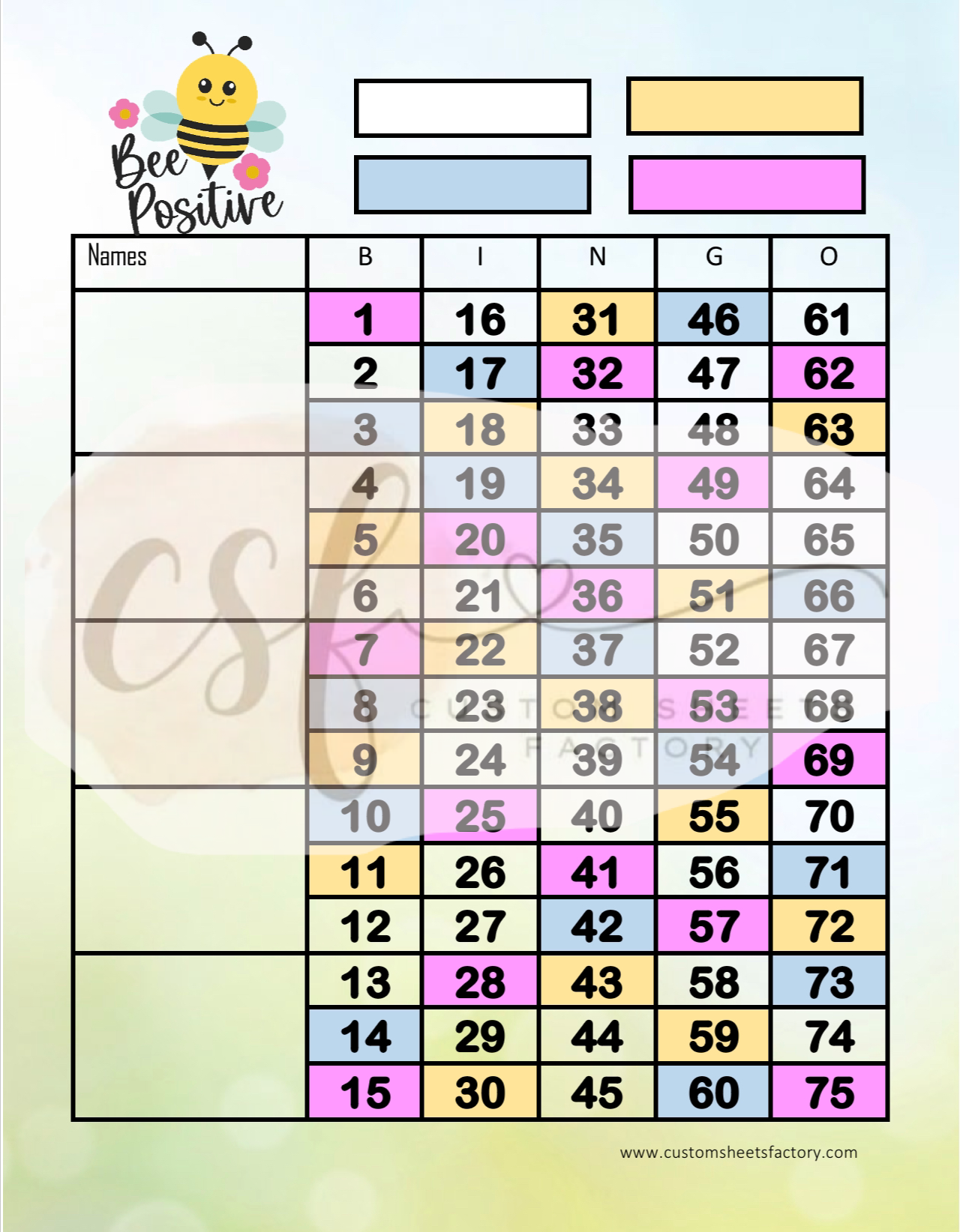 Bee positive - 5 Block - 75 Ball