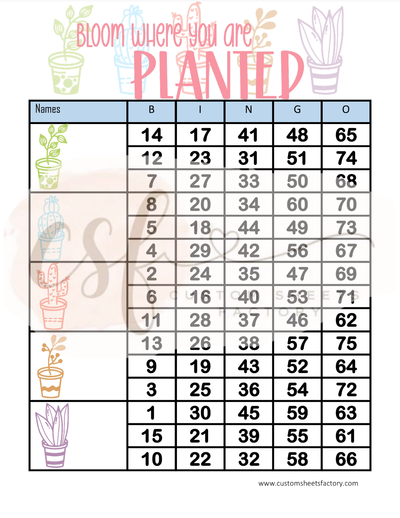 Bloom where you are planted - 5 Block - 75 Ball