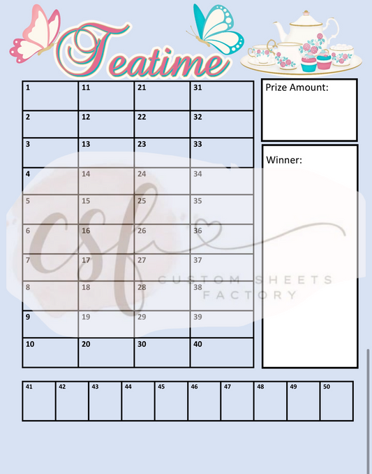 Tea Time Holders - 5 Number - 15 Card