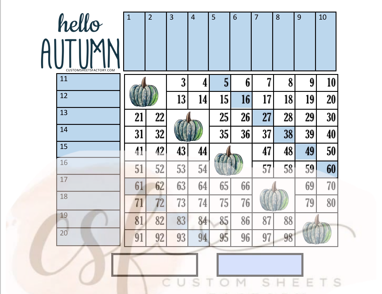Hello Autumn Blue Pumpkin - Grid - 20 Line