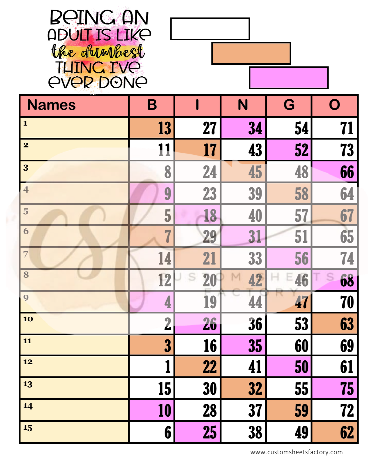 Being an Adult is like - 15 line - 75 Ball