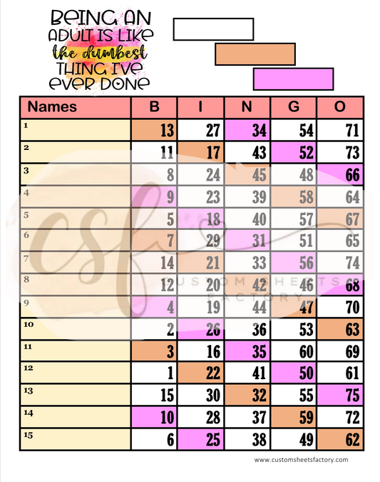 Being an Adult is like - 15 line - 75 Ball