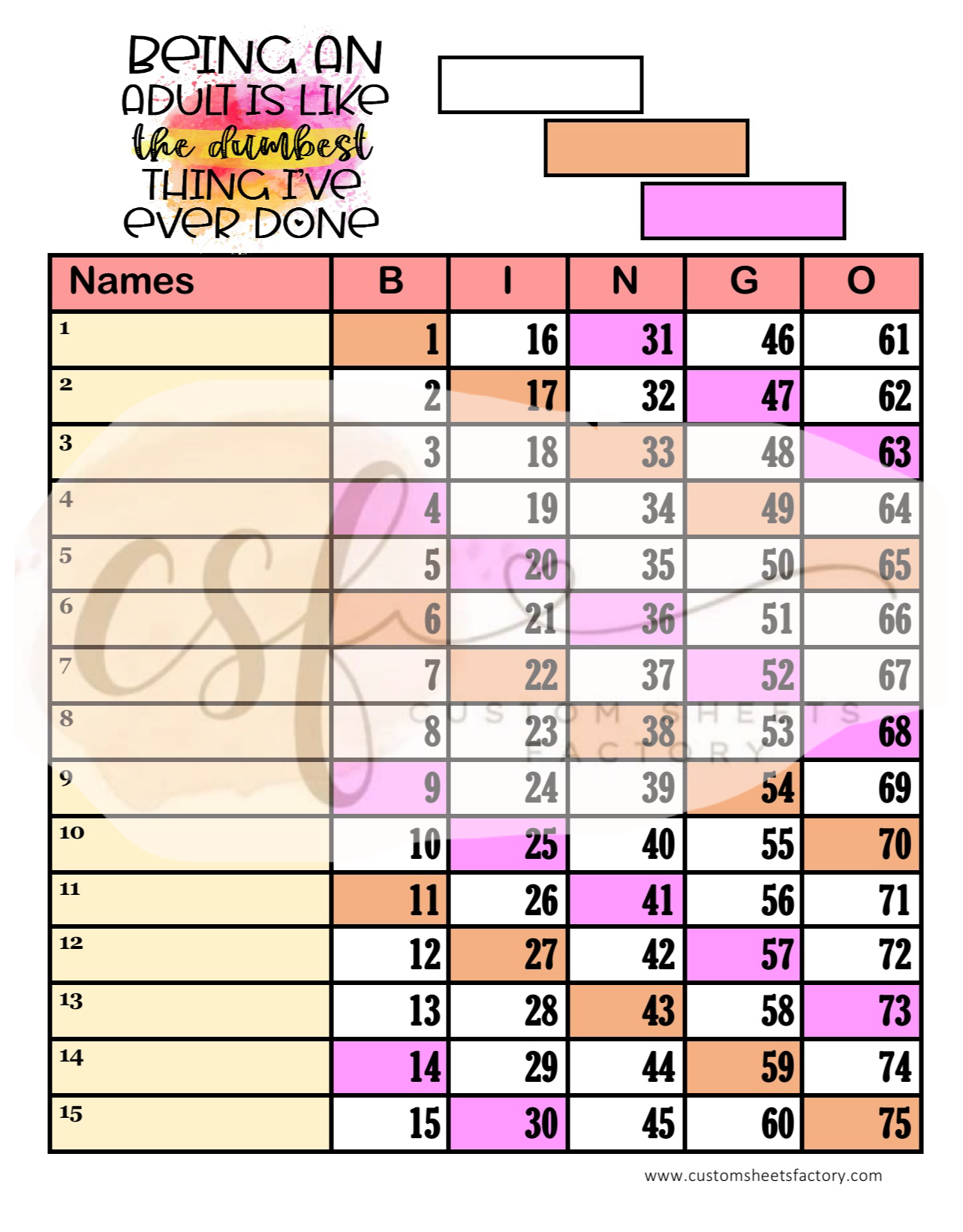 Being an Adult is like - 15 line - 75 Ball