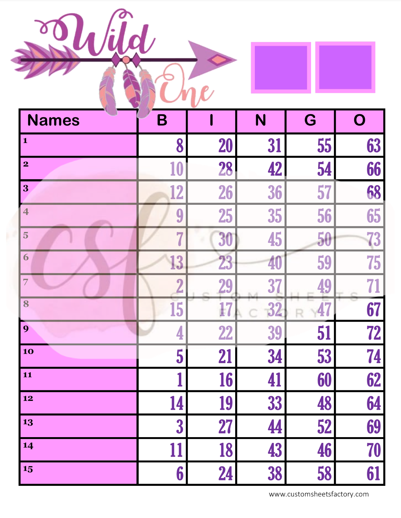 Wild One Purple - 15 Line - 75 Ball