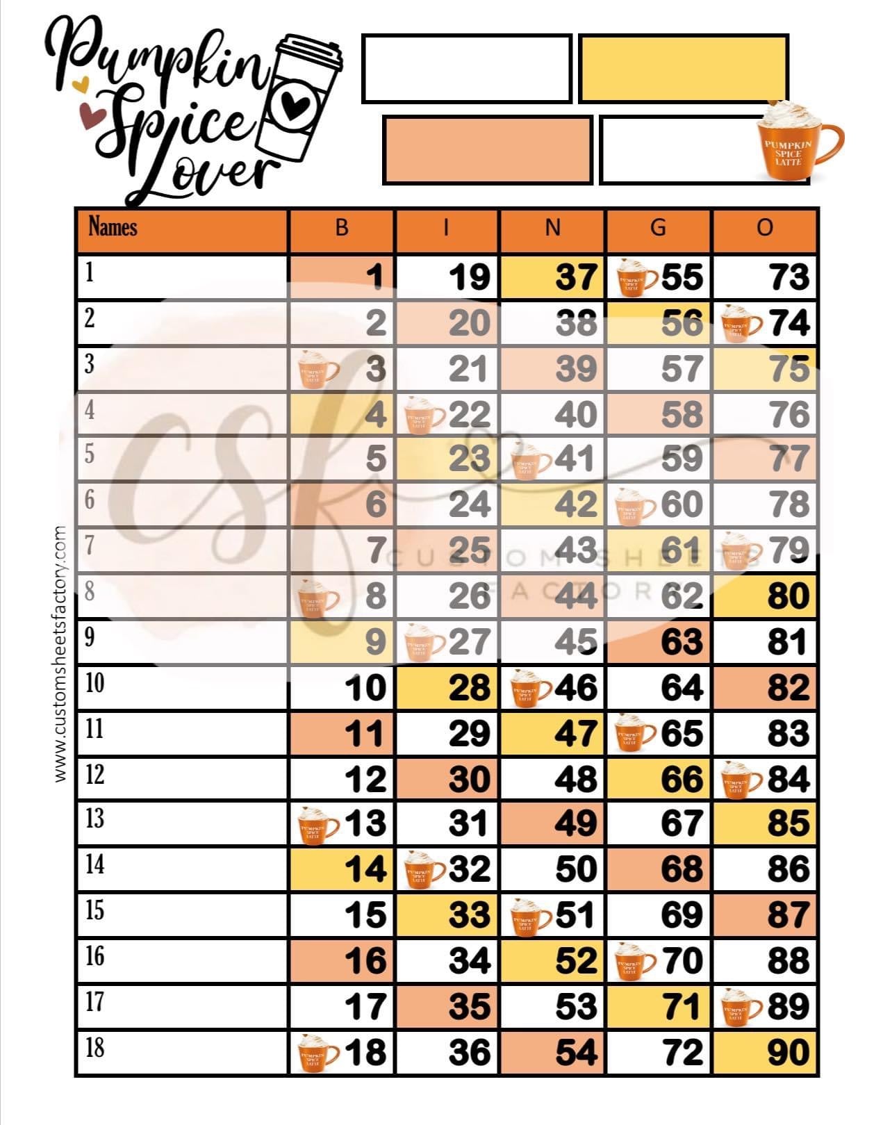 Pumpkin Spice Lover -  15 Line, 18 Line, 10 Line, 5 Block, 6 Block & Grid