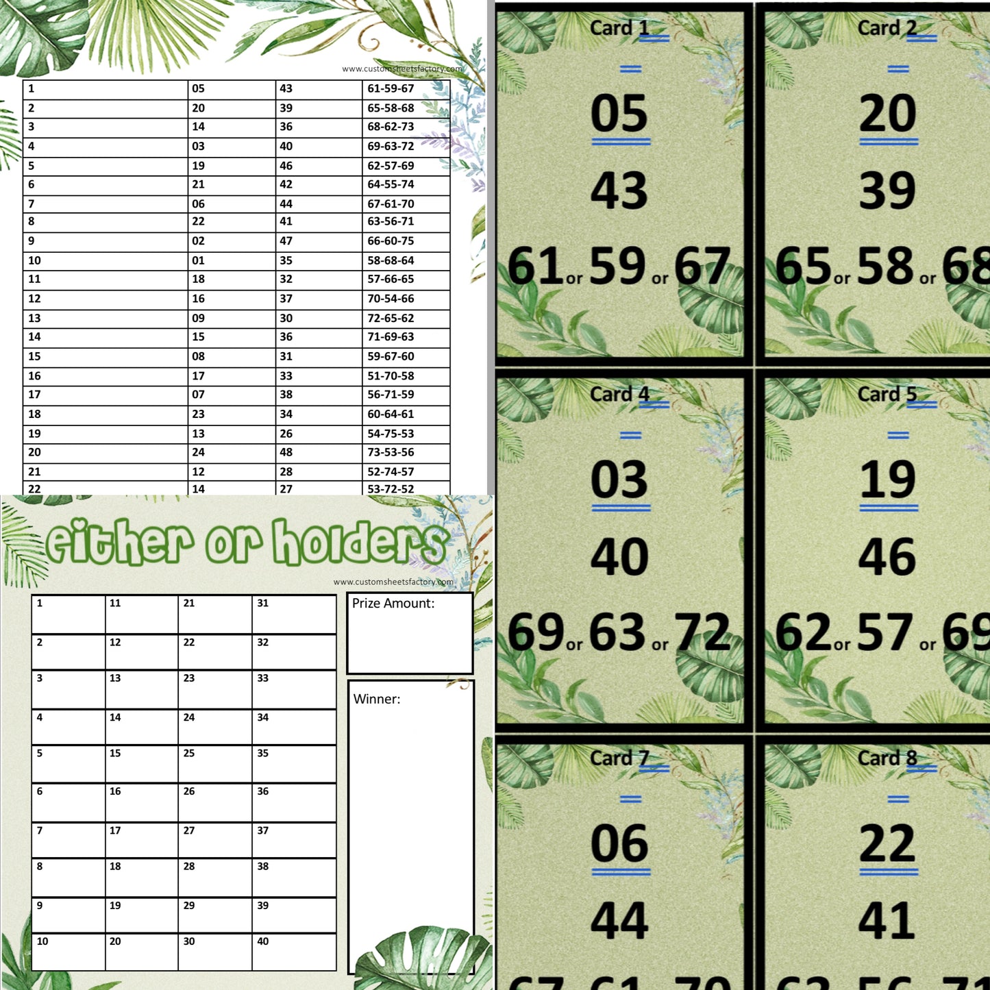Either Or Leaves - 5 Number - 26 Card - Holder
