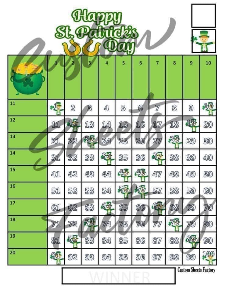 St Patrick Day - Grid - 100 Ball
