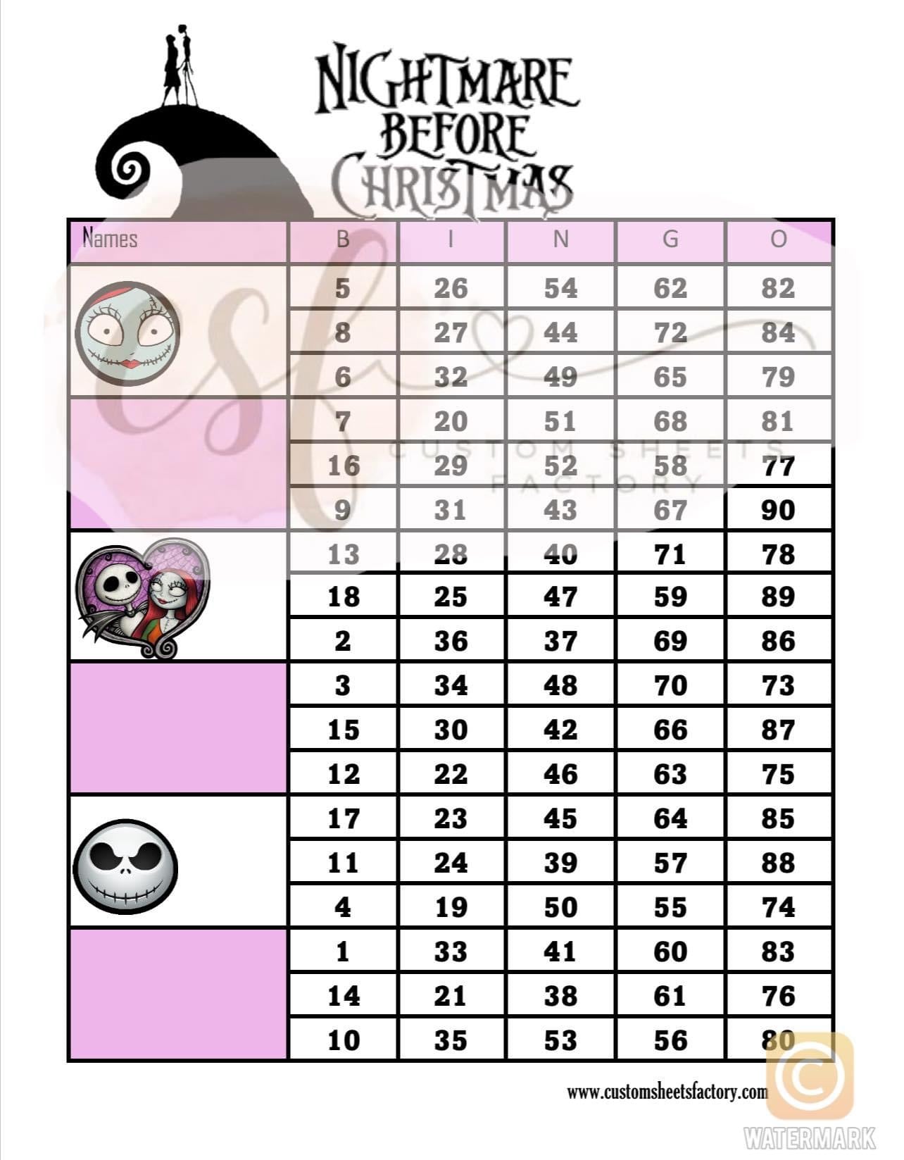 NBC Jack & Sally - 15 Line, 18 Line, 10 Line, Grid, 5 Block, 6 Block