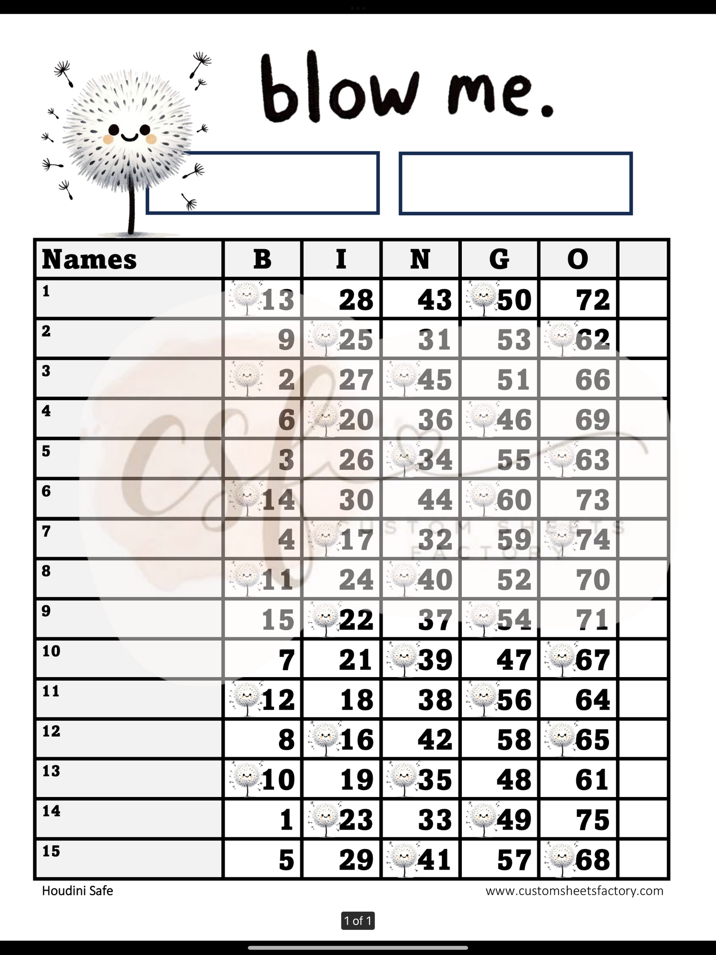 Blow Me - 15 Line - Straight & Houdini