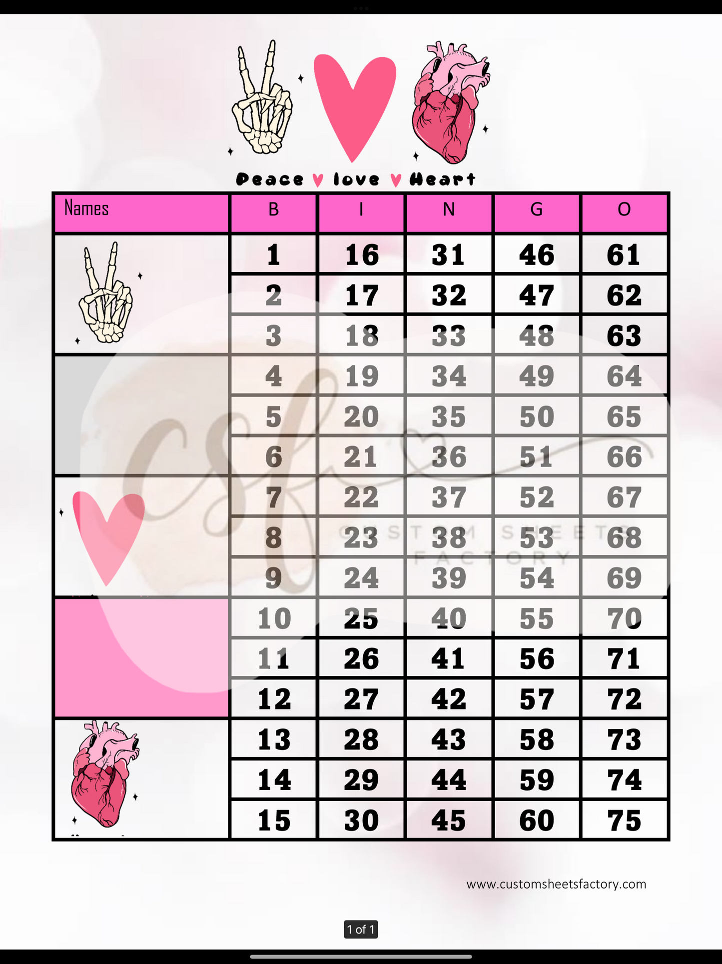 Peace Love Heart - 5 & 6 Block - Straight & Houdini