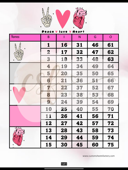 Peace Love Heart - 5 & 6 Block - Straight & Houdini