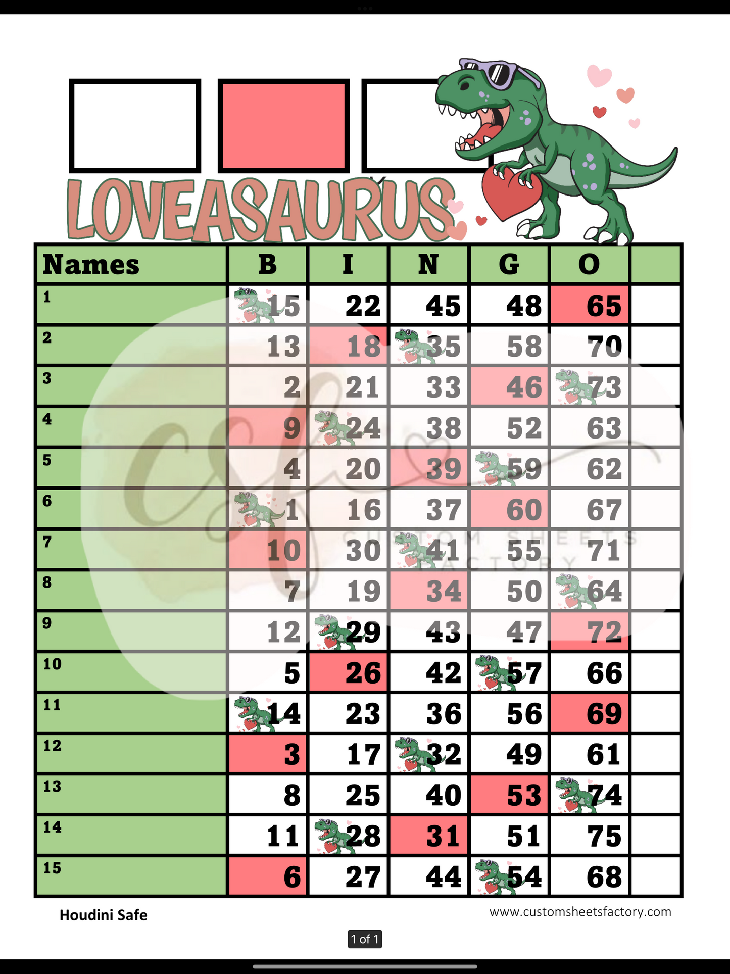 Loveasaurus - 15 Line - Straight & Houdini