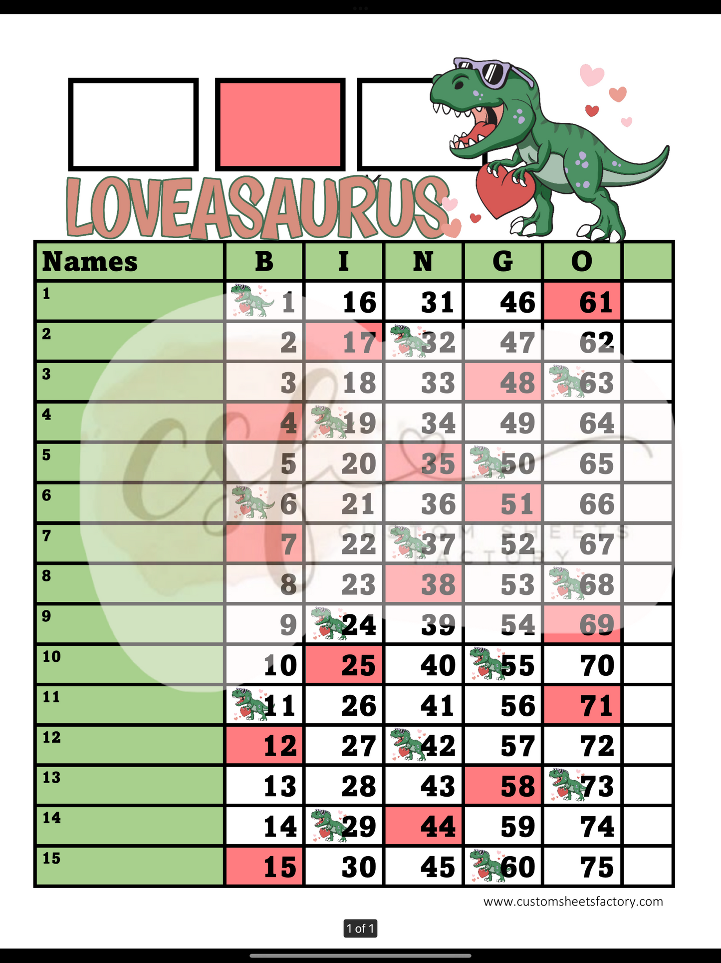 Loveasaurus - 15 Line - Straight & Houdini