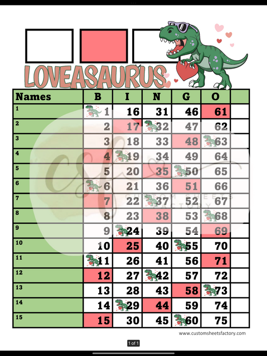 Loveasaurus - 15 Line - Straight & Houdini