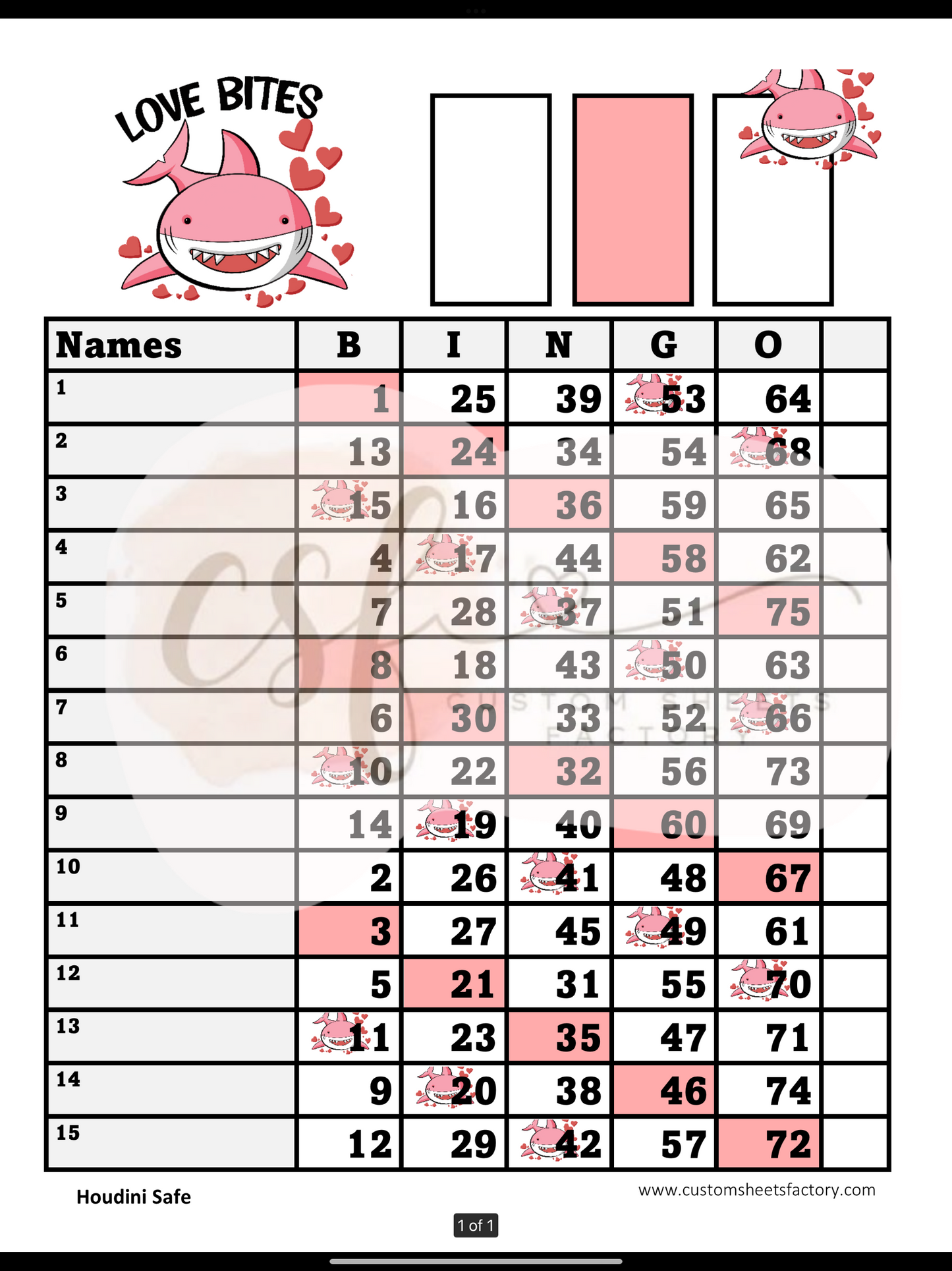 Love Bites - Sharks - 15 Line - Straight & Houdini
