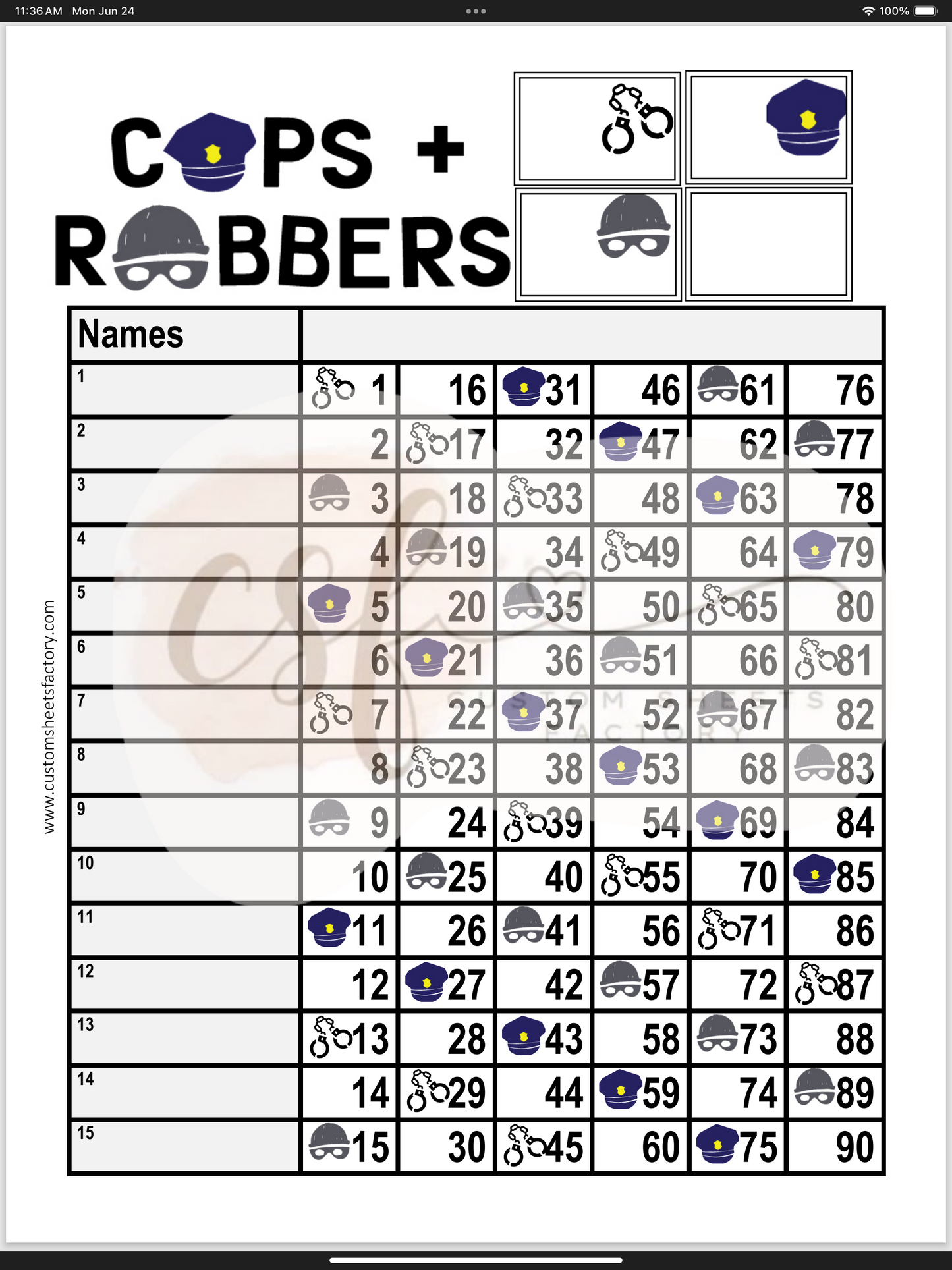 Cops & Robbers - Various Designs