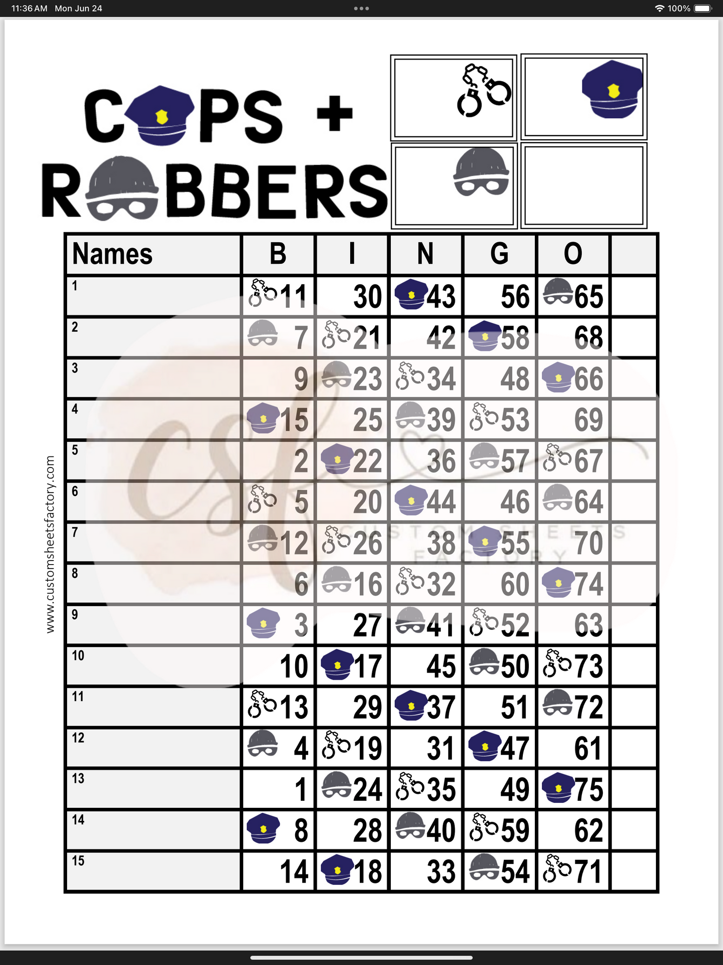 Cops & Robbers - Various Designs