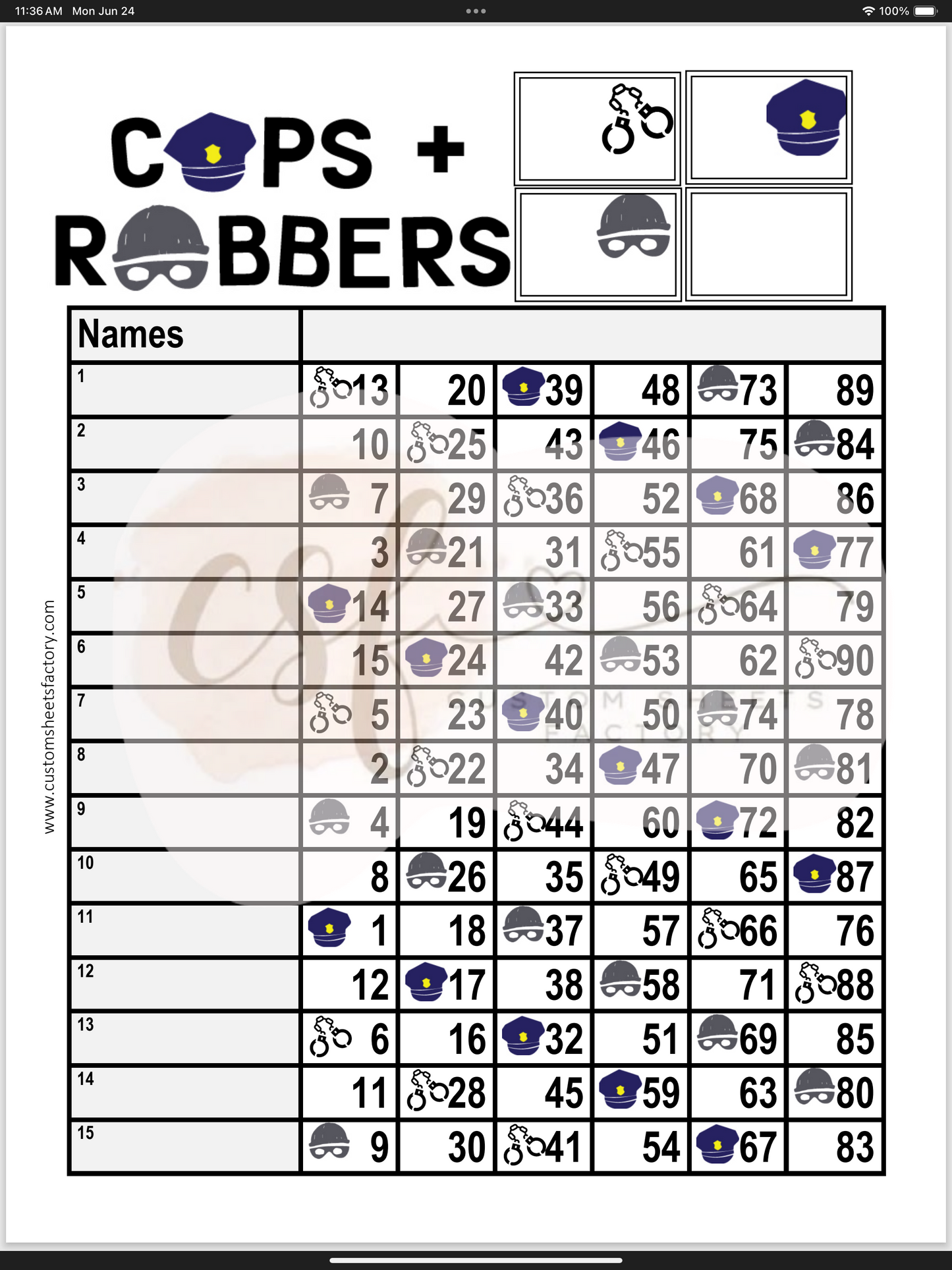 Cops & Robbers - Various Designs