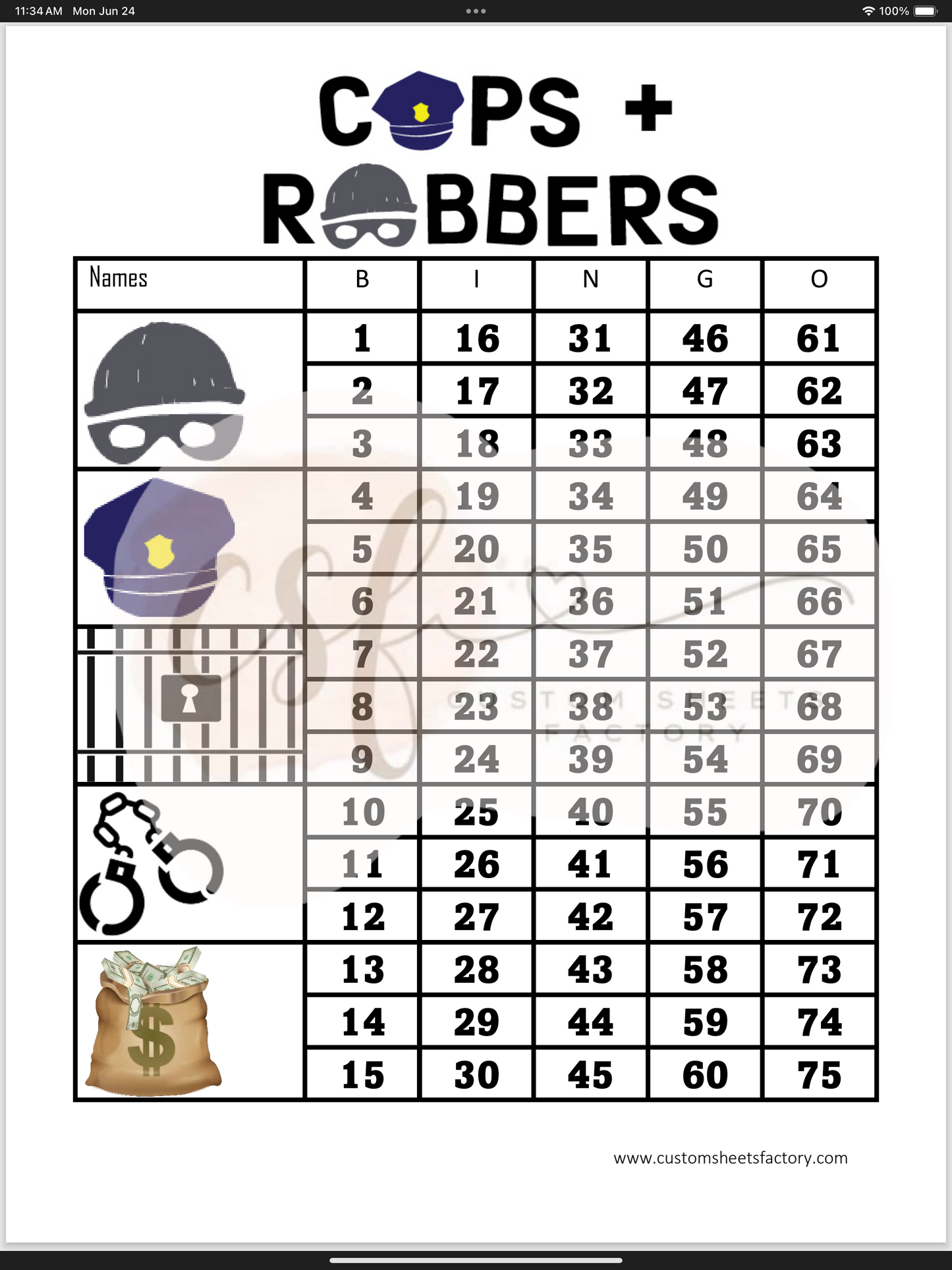 Cops & Robbers - Various Designs