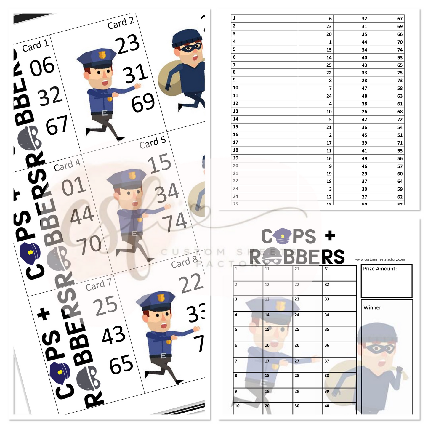 Cops & Robber Holder Set - 3 Number - 25 Cards