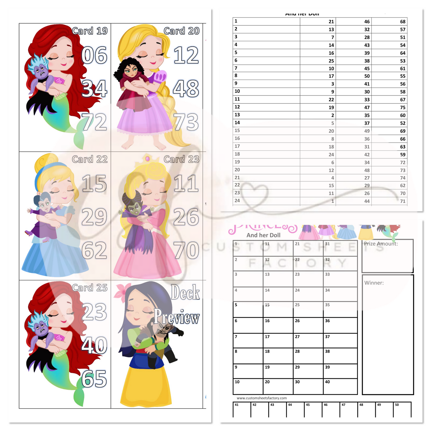 Princesss & Her Doll - 3 Number - 25 Cards