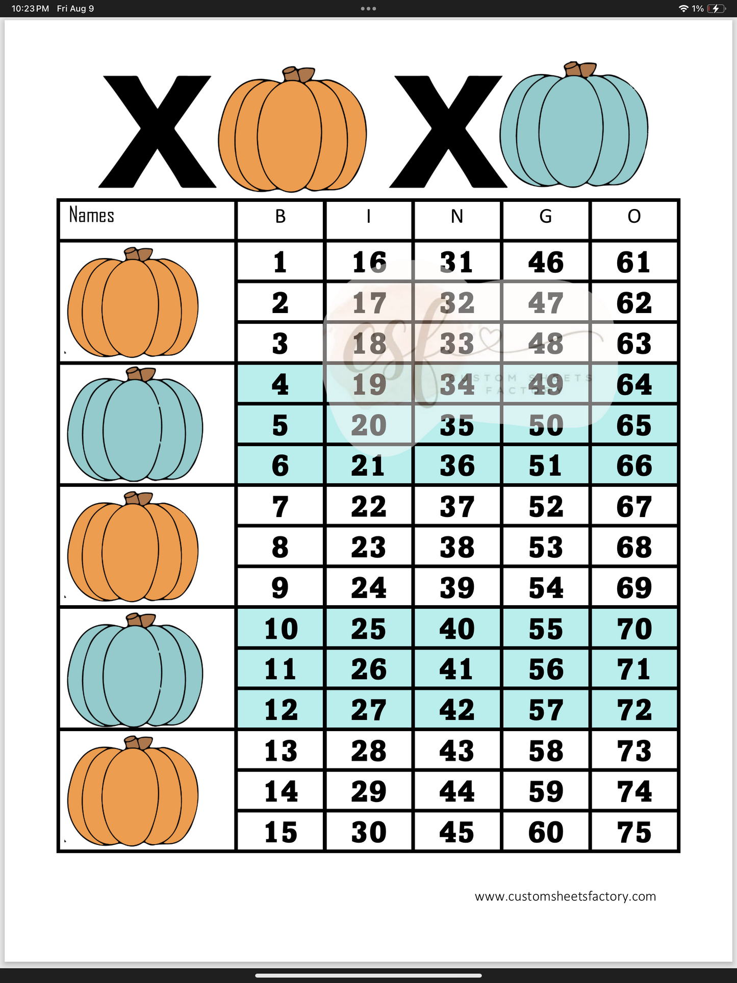 XOXO pumpkins - Various Designs