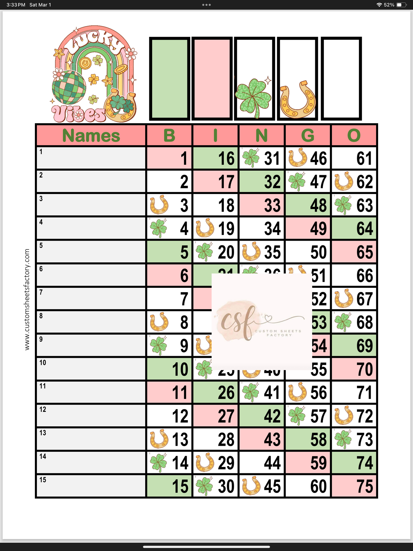 Lucky Vibes - Clover and Horseshoe