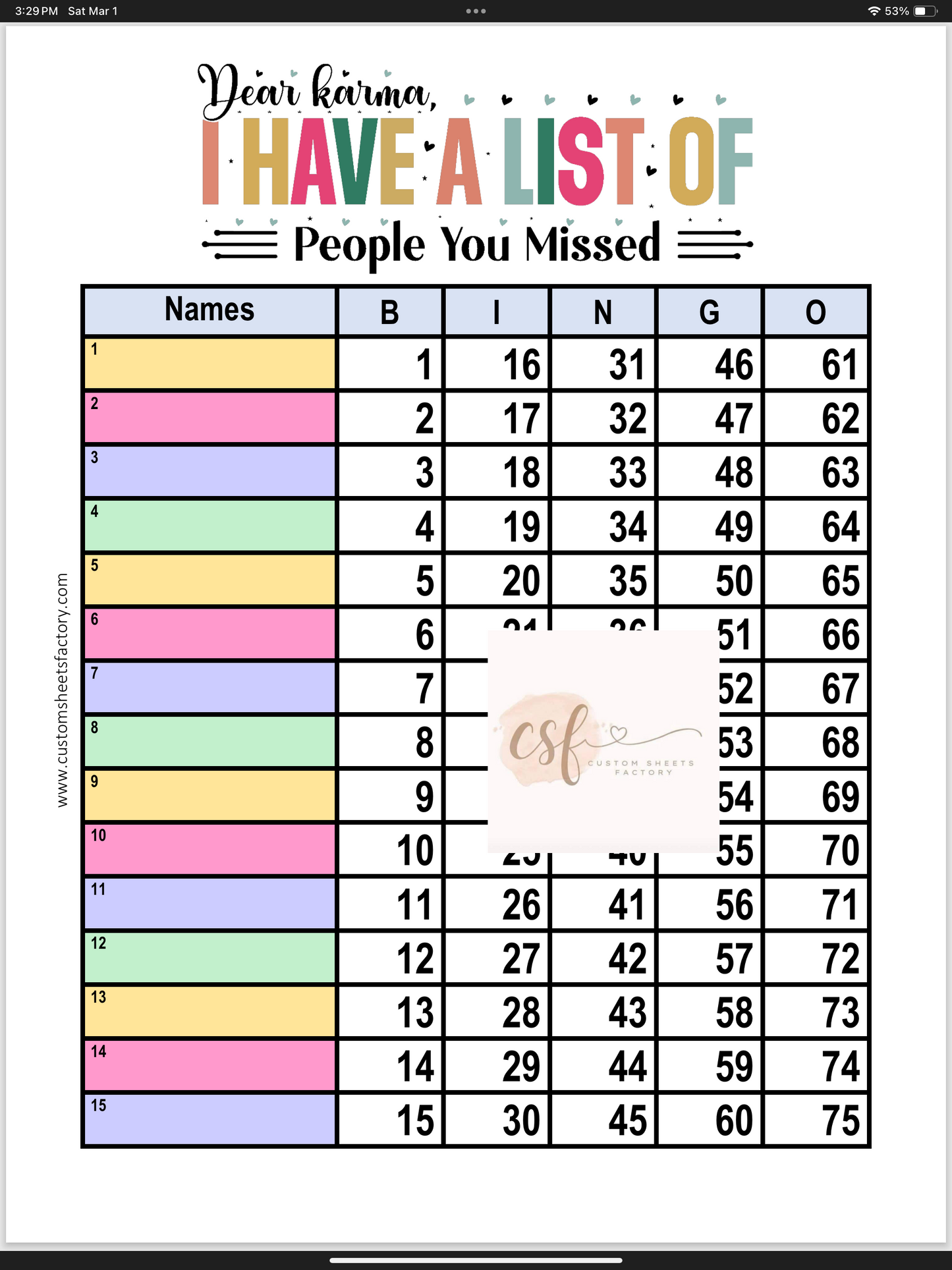 Dear Karma i have a list