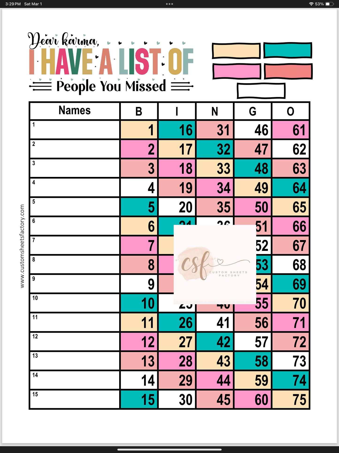 Dear Karma i have a list