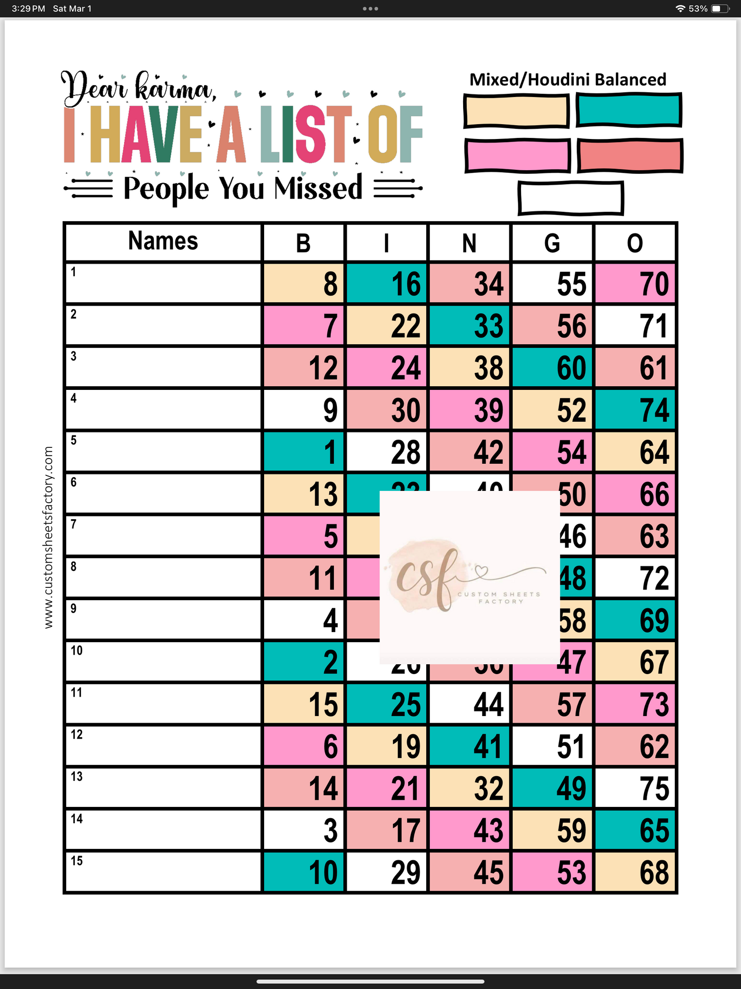 Dear Karma i have a list