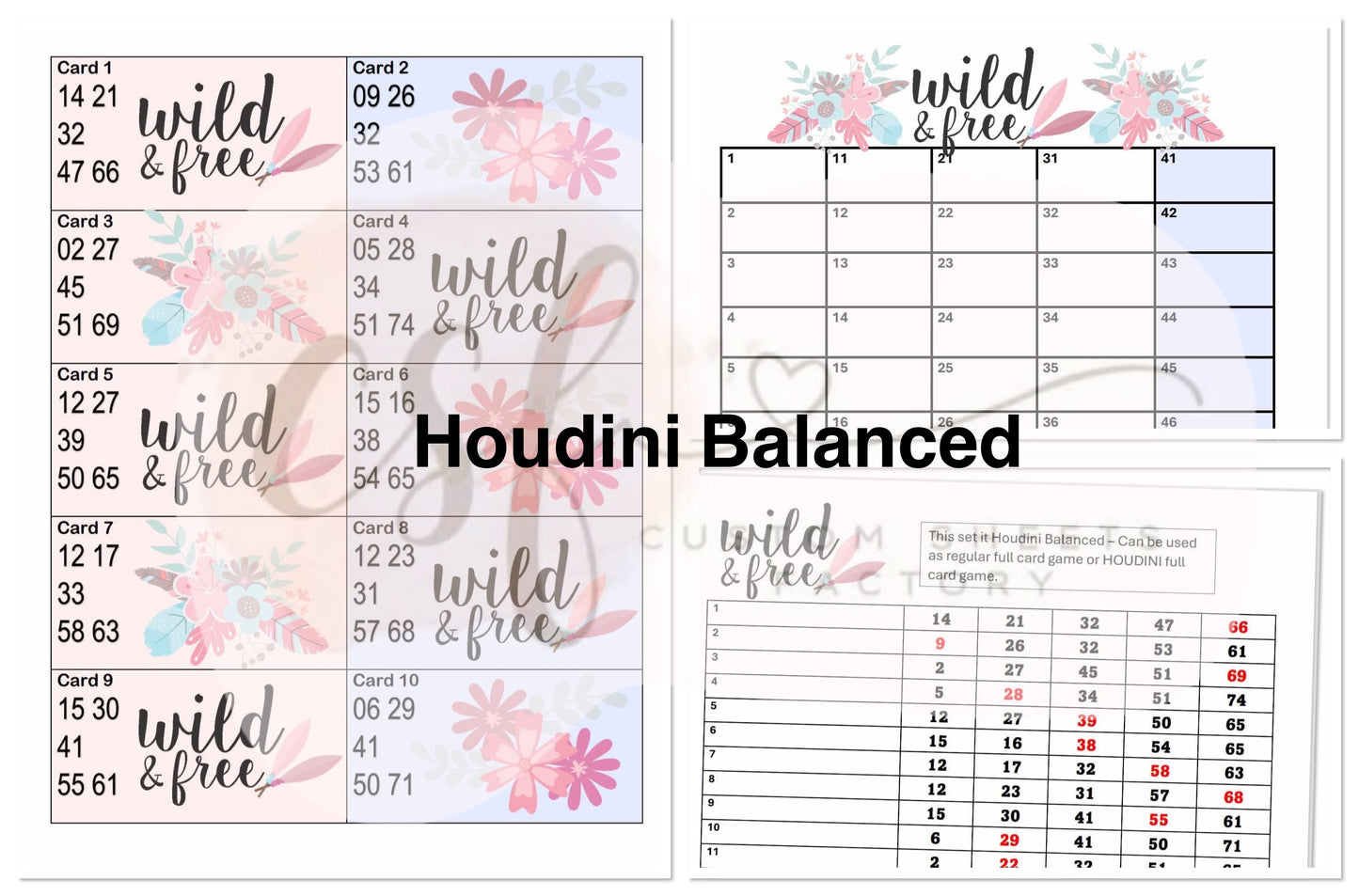 Wild And Free Houdini Holders - 25 Cards 75 Ball