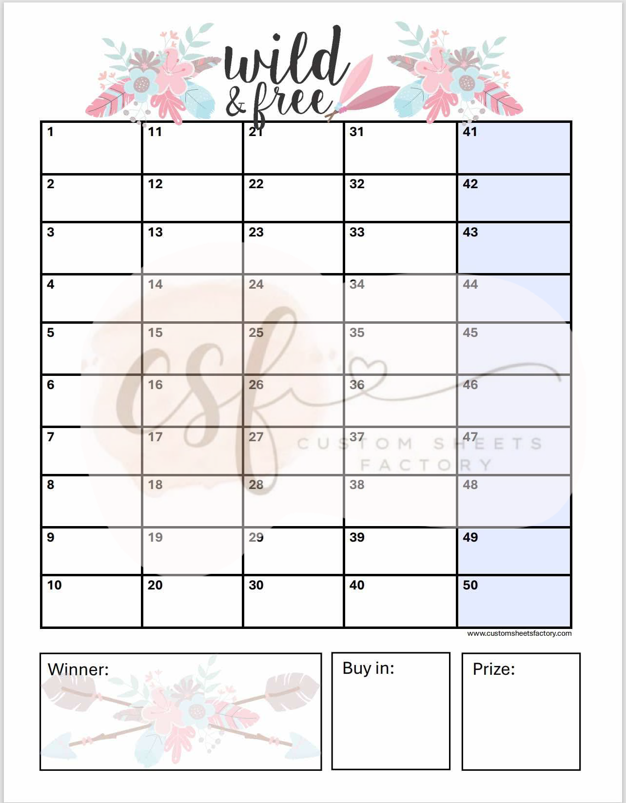 Wild And Free Houdini Holders - 25 Cards 75 Ball