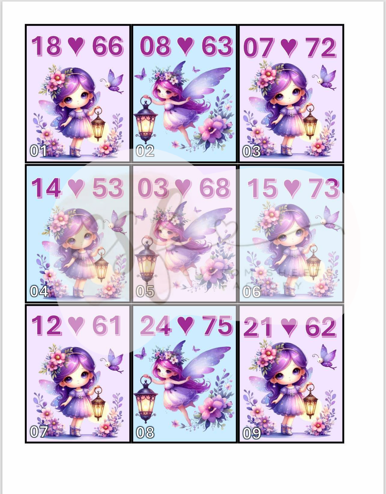 Fairy - 2 Ball Holders - 25 Card 75 Numbers