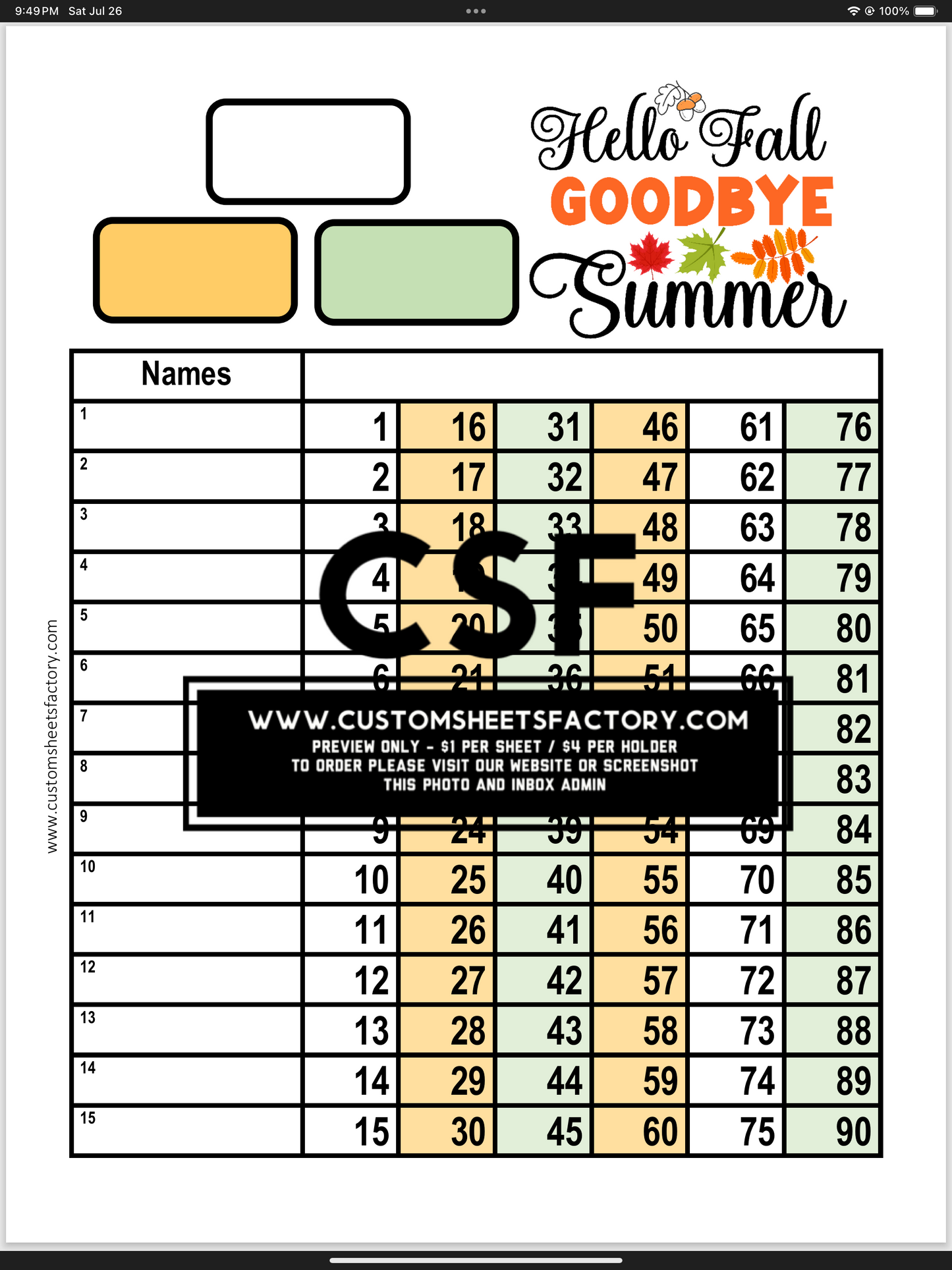Hello Fall Goodbye Summer - Green Orange -Various Designs
