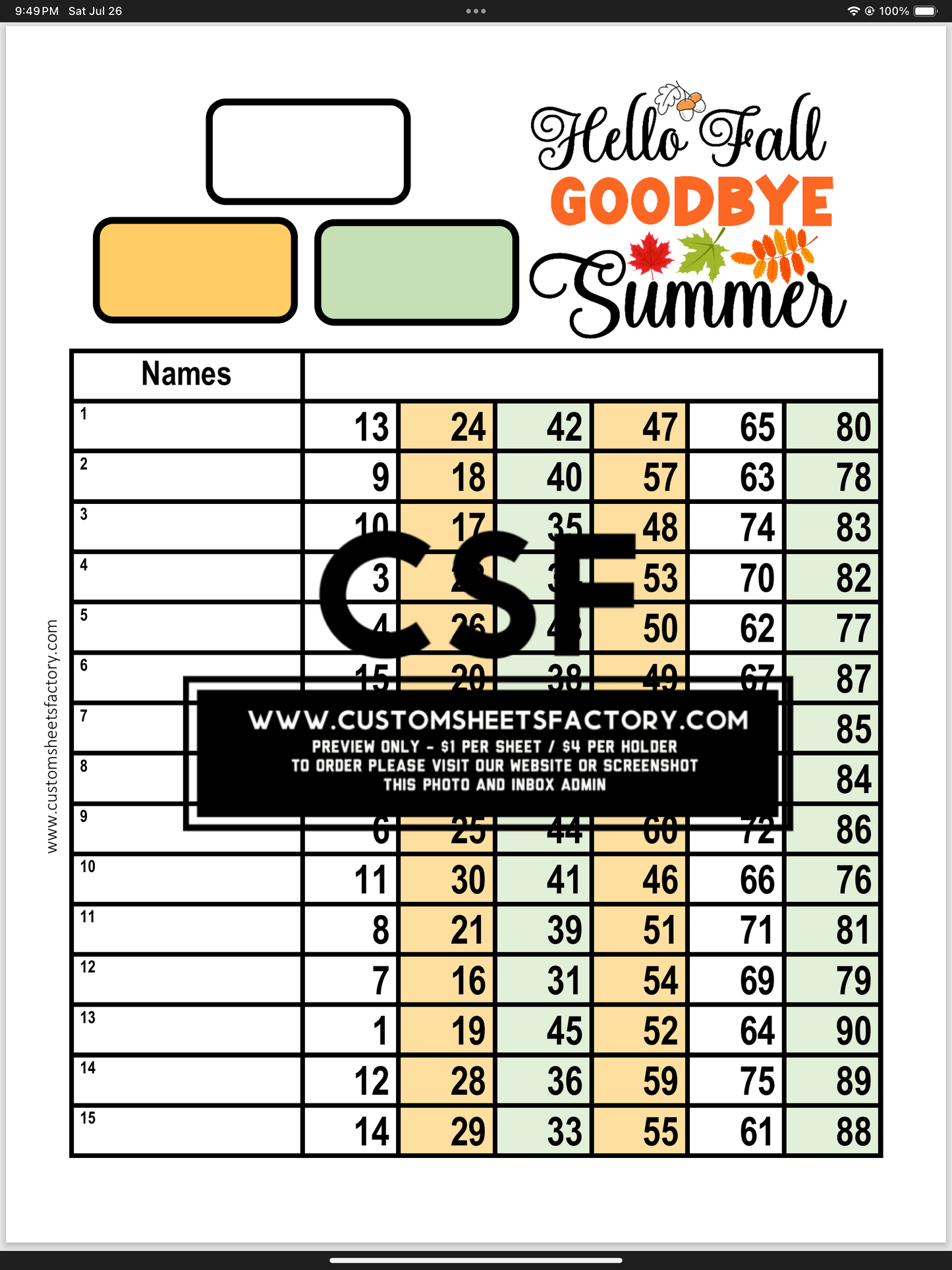 Hello Fall Goodbye Summer - Green Orange -Various Designs