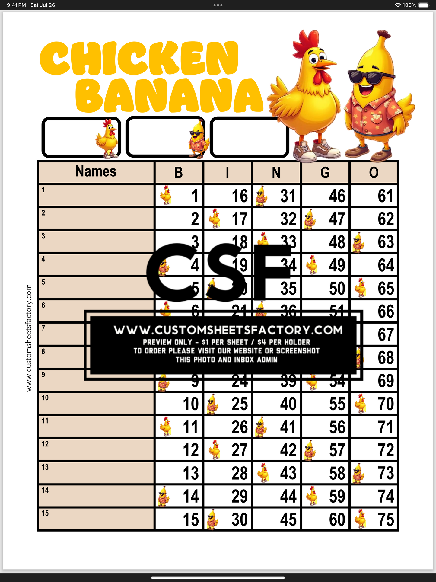 Chicken Banana - Various Designs