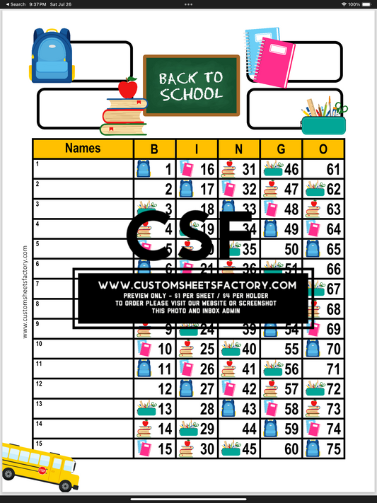 Back to School - Notebook, Bag & Books - Various Designs