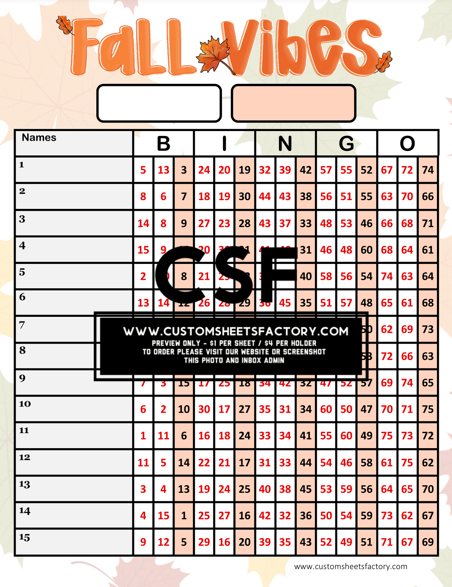 Fall Vibes - Orange Single Landing - Various Designs