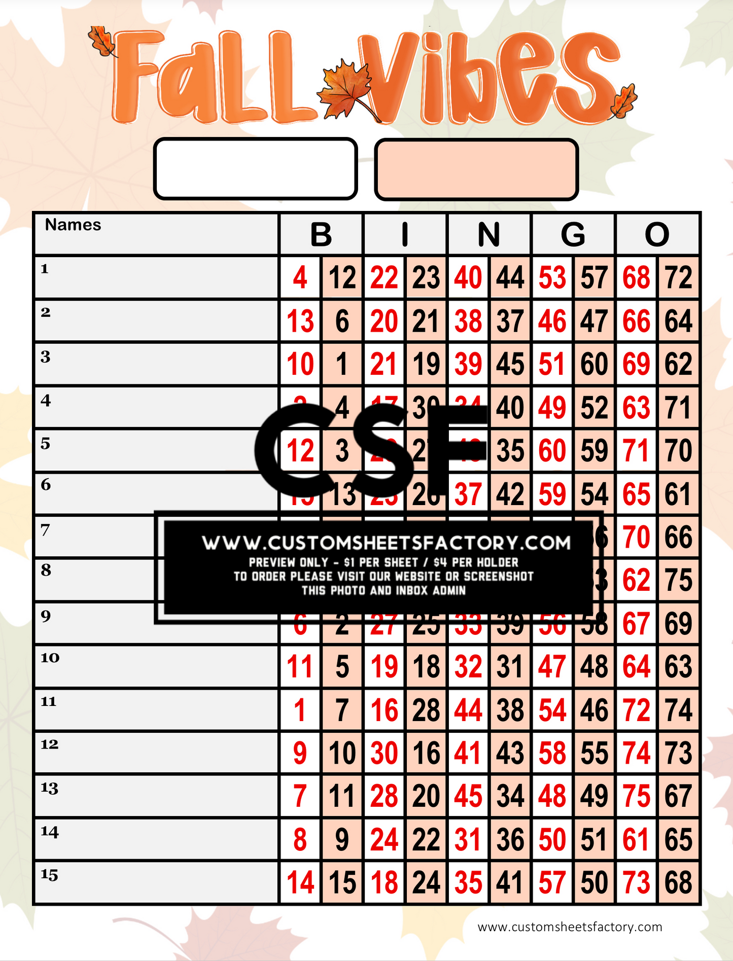 Fall Vibes - Orange Single Landing - Various Designs