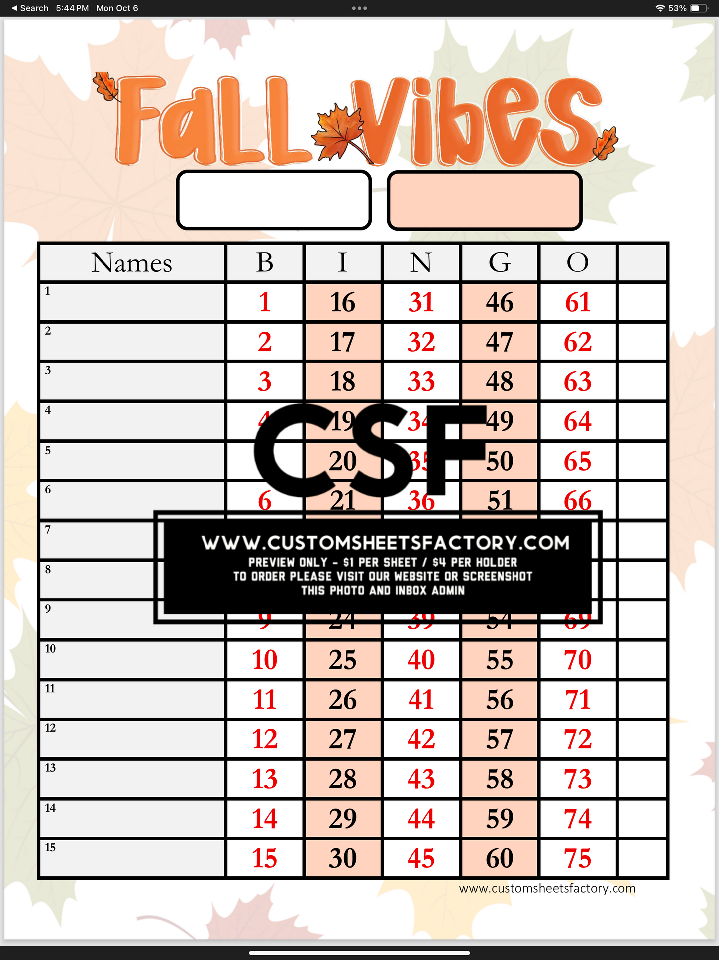 Fall Vibes - Orange Single Landing - Various Designs