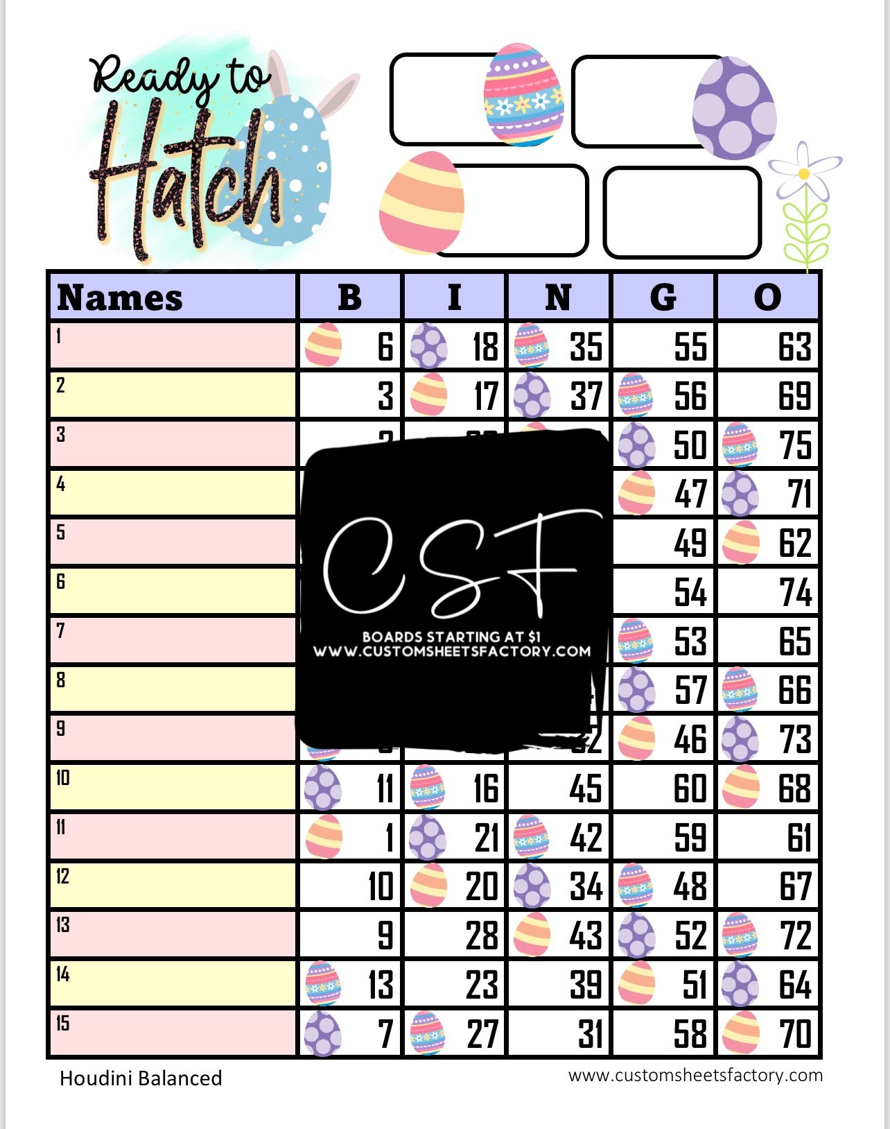 Ready to Hatch - 15 Line - 75 Ball