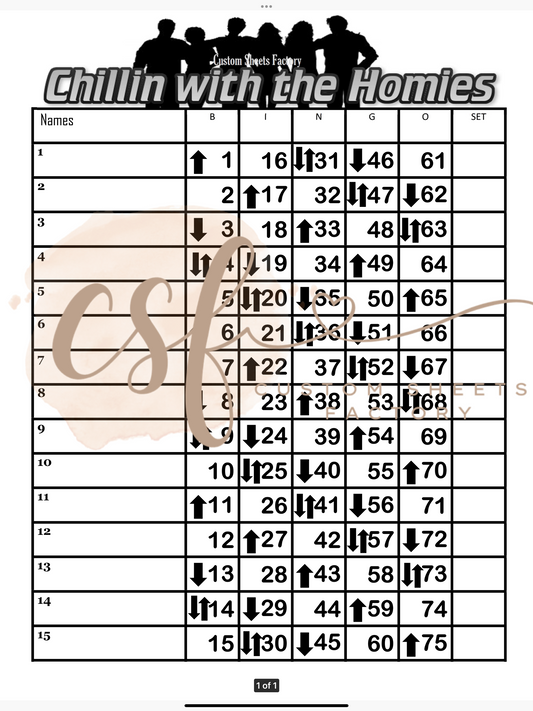 Chilling with the Hommies - 15 line - 75 ball