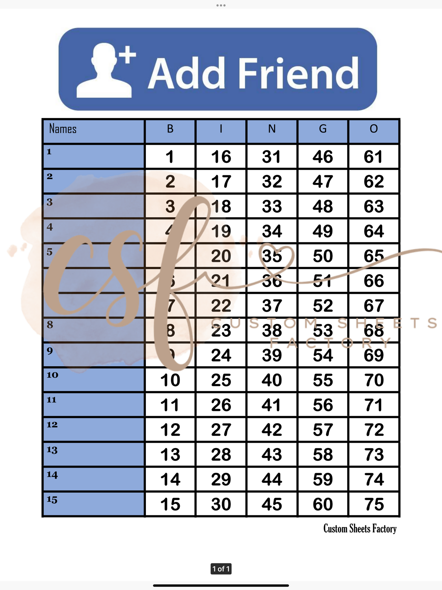 Add a Friend - 15 line - 75 ball