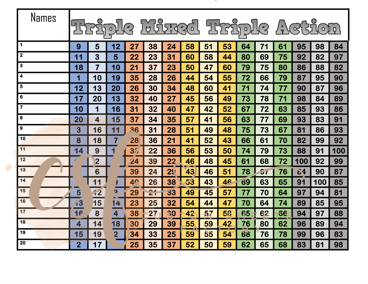 Triple Mix Triple Action - 20 line - 100 ball x3 - Mixed