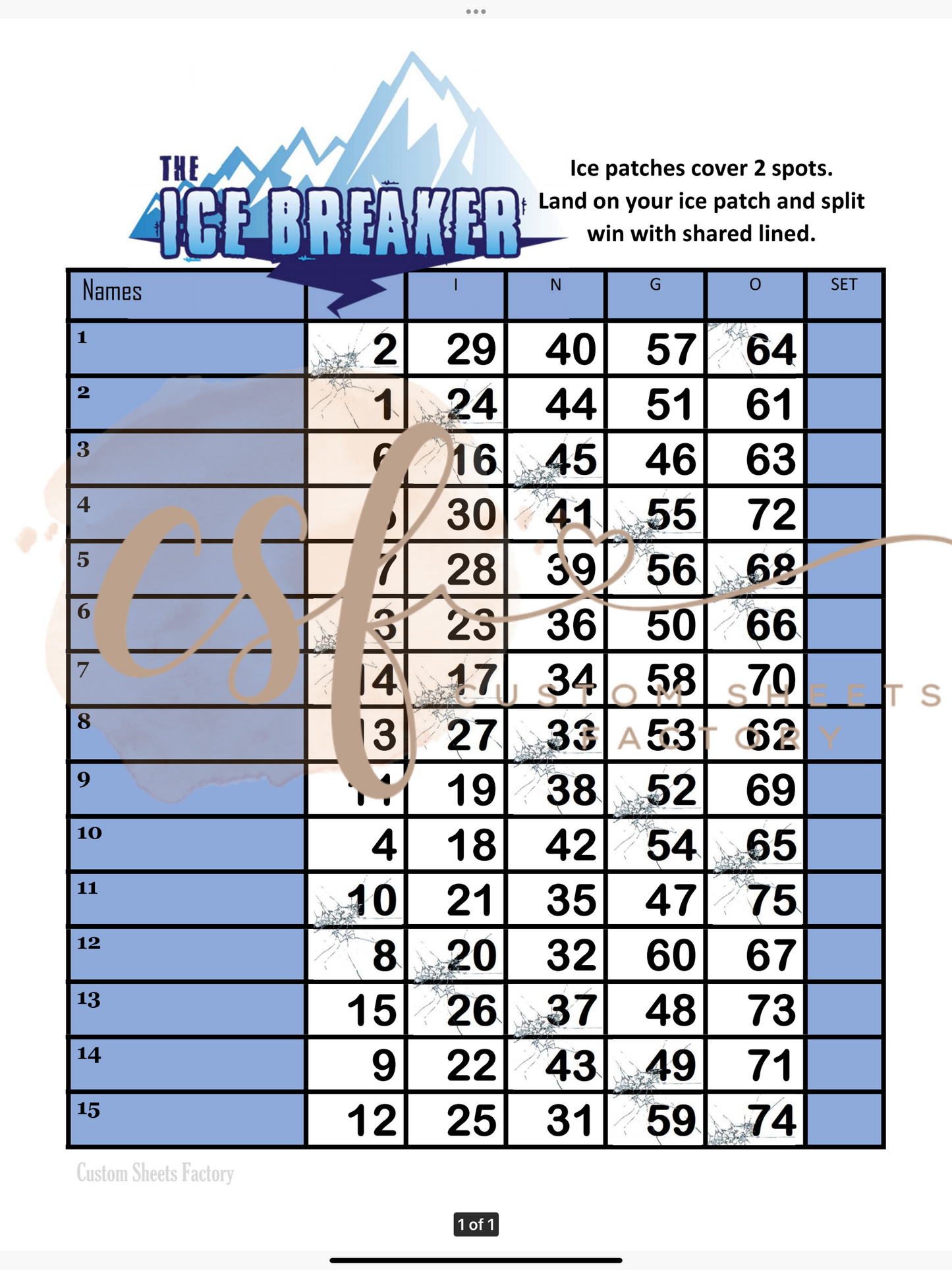 Ice Breaker - 15 line - 75 ball