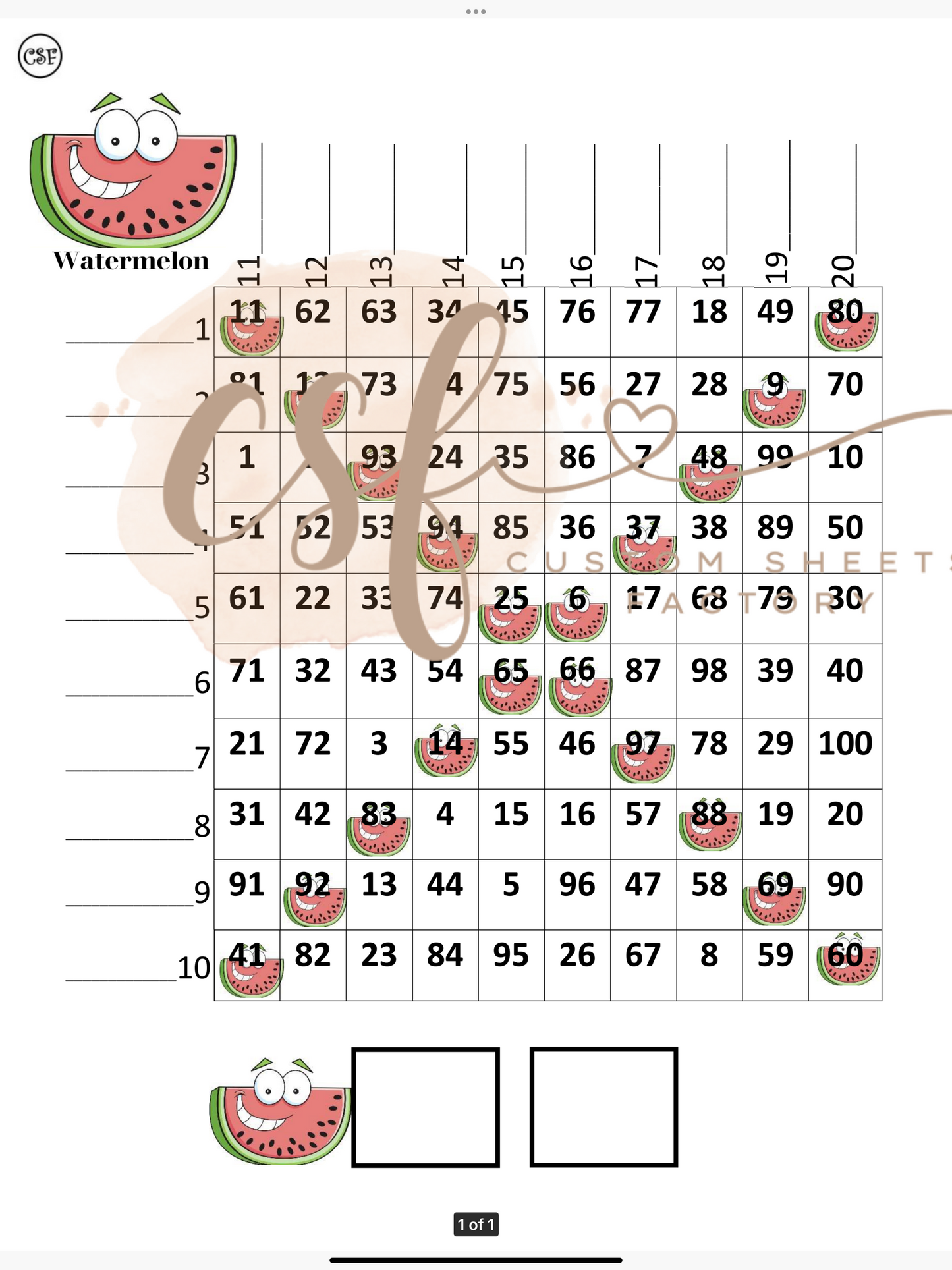 Watermelon Grid - 100 ball