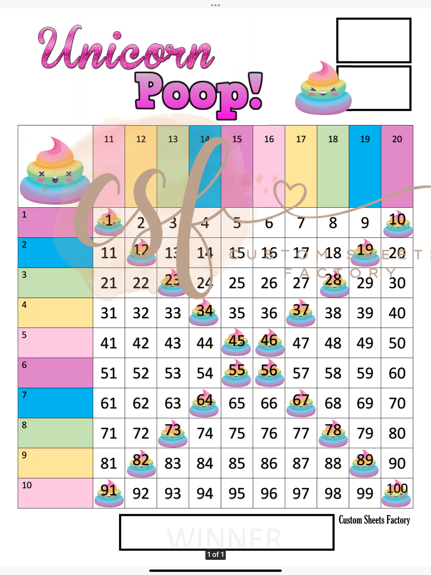 Unicorn Poop Grid - 100 ball