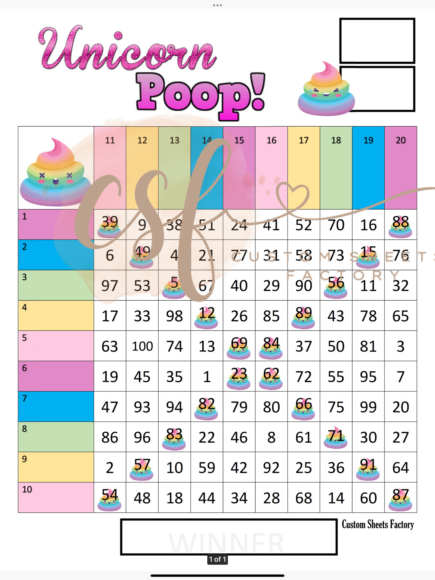 Unicorn Poop Grid - 100 ball